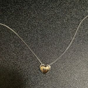 David Yurman 18k Gold Cable Petite Classic Heart Silver Necklace 18" inches